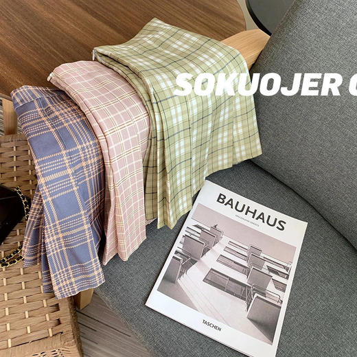 【半身裙短裙女】夏大码a字韩版高腰百褶裙 学生网球裙格子jk制服裙子 商品图0