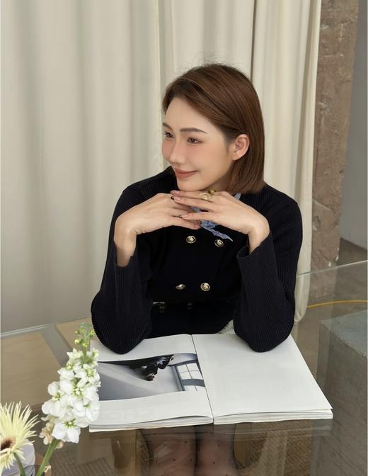 品牌订单去标发货乔欣同款老钱风双排扣羊毛针织外套 商品图8