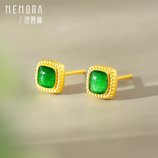 东方国色 黄金耳饰小红心耳钉 足金方块耳饰女士礼物【按克计价黄金3】MEMORA诗普琳GE228802、GE230302、GE230402 商品图7
