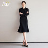 AD黑色鱼尾连衣裙赫本风高级感2024新款女春季性感裙子职业西装裙 商品缩略图4
