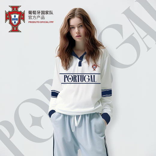 【官方正版】葡萄牙国家队 | 白色复古长袖POLO衫潮流C罗 商品图1