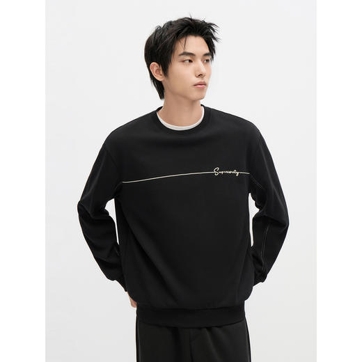 GXG男装   热卖秋季GXG简约休闲绣花宽松卫衣圆领卫衣男 商品图3