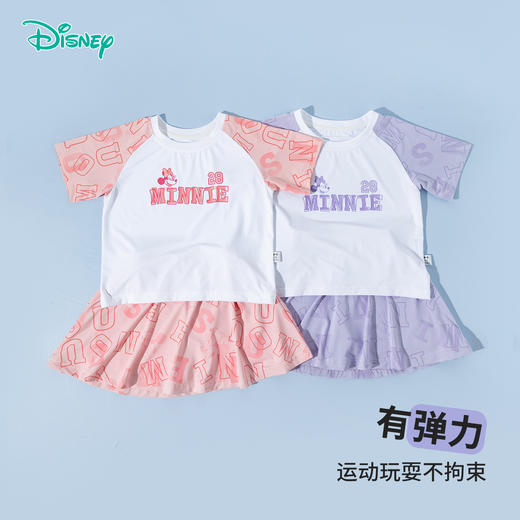 迪士尼宝宝女童短袖短裙套装时尚休闲透气卡通短袖套装夏季新款ZD2ET015 商品图2
