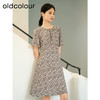 oldcolour夏季新款优雅气质高腰A字短袖碎花连衣裙女Q241005A1 商品缩略图0