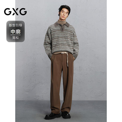 GXG男装 条纹毛衣男士宽松通勤针织衫 冬季热卖G24X204031 商品图1