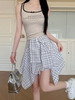【不规则衬衫格子裙】夏季新款 高腰显瘦学院风短裙 a字设计感半身裙  商品缩略图4