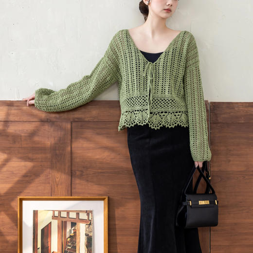 苏苏姐家瑶光系带开衫手工DIY钩针蕾丝线毛线团自制材料包 商品图3