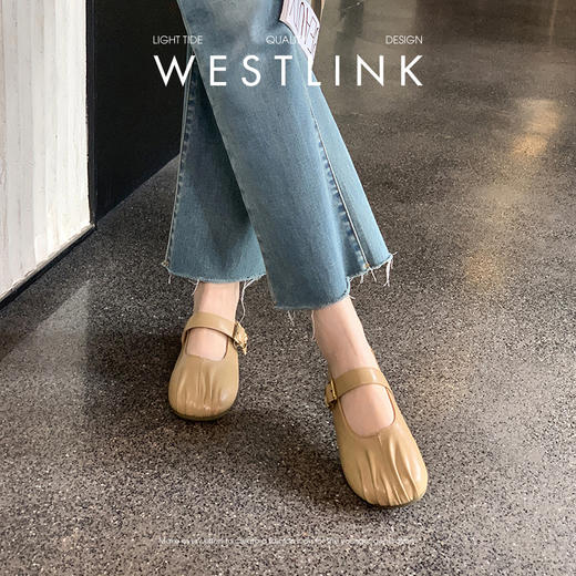 西遇玛丽珍包头半拖鞋女新款春夏法式圆头穆勒鞋一脚蹬平底鞋V0656452 商品图3
