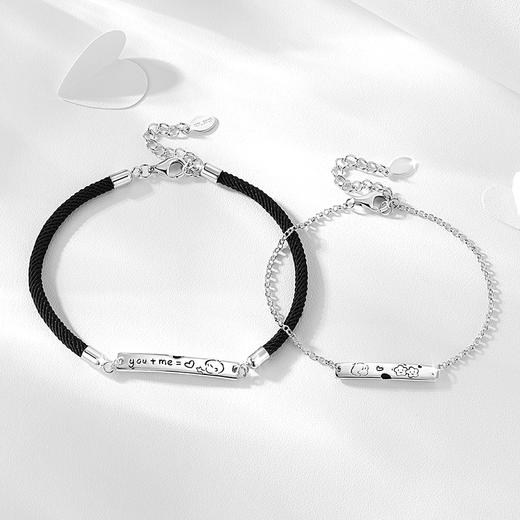 卡蒂罗/KADER 爱心可拼合 心心相恋情侣手绳 一见钟情萌趣卡通图案童趣可爱原创设计可调节纯银一对 恋爱频率 商品图7