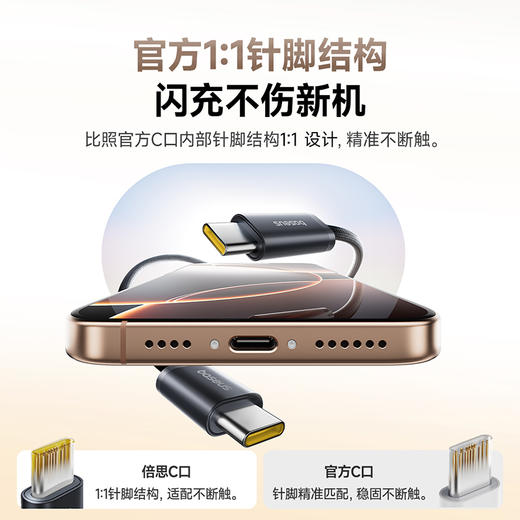 探乐派x倍思 灵动磁吸系列 快充数据线 Type-C to Type-C 100W 1米 商品图2