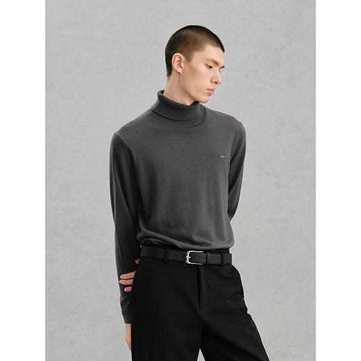 GXG男装 高领精致绣花毛衫男通勤毛衣 24年冬季热卖毛衫G24X104003 商品图2