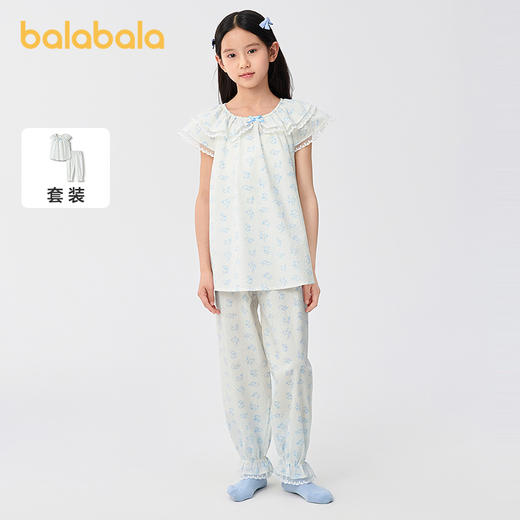巴拉巴拉儿童睡衣套装夏新款空调服女童家居服可外出 商品图0