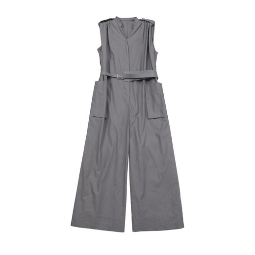 谜底连体裤无袖女2025夏新品复古风通勤大廓形连体长裤252MK0635 商品图4