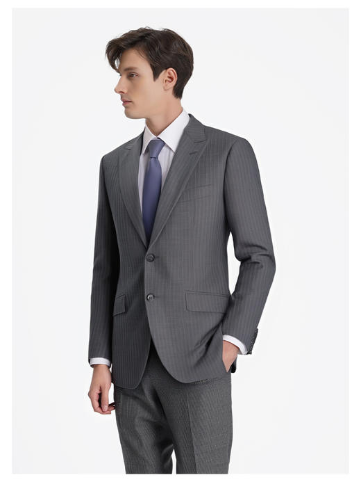 callisto星河灰单排扣戗驳领绵羊毛混纺西服 商品图2