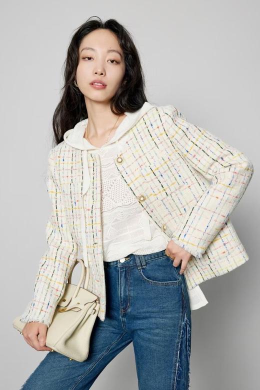 Le Malene 圆领彩色线条小香风羽绒外套 19857 商品图3