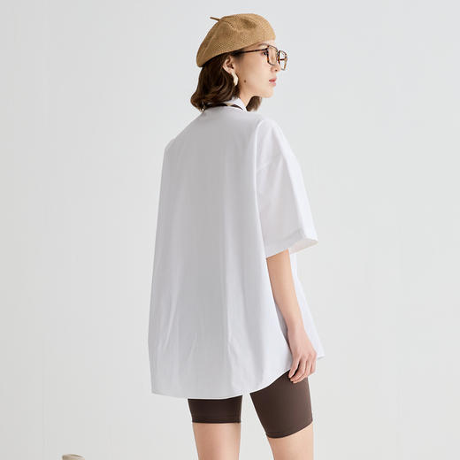 谜底衬衫短袖女2025夏季新品通勤立体捏褶大廓形H型衬衣252MC0545 商品图2