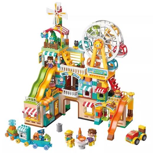 费乐大颗粒积木儿童宝宝益智拼装摩天轮风车滑梯游乐园别墅房玩具 商品图4