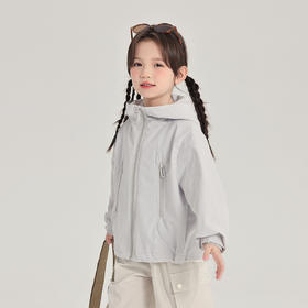 儿童外套2025春季新款女童三防连帽外套时尚百搭纯色上衣