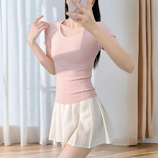 「仅29.9！6色可选」2025夏季圆领T恤 女棉ins修身短袖休闲运动内搭外穿上衣 商品图2