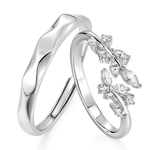 卡蒂罗/KADER 蝴蝶物语情侣对戒 轻奢原创时尚蝶恋花镶嵌璀璨宝石开口可调节一对 梦幻甜美闪耀百搭 告白纪念日礼盒 商品图0