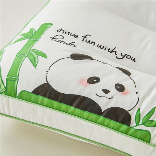 自然醒全棉熊猫亲子枕头低枕护颈椎助睡眠全棉儿童学生枕芯成人家用矮枕一对装护颈枕XK 商品图4