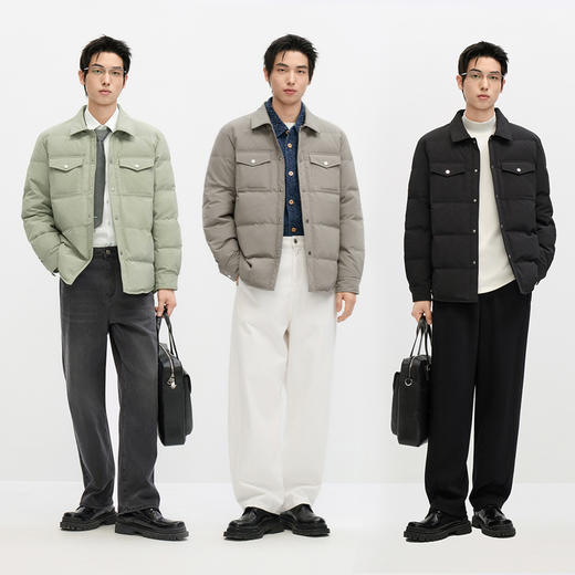 GXG男装 灯笼格肌理感轻薄羽绒服外套男 冬季热卖#G24DY24004 商品图3