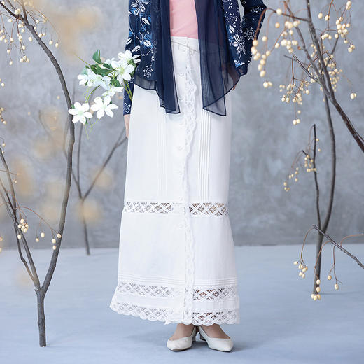 【林栖设计小店】纯棉半身裙镂空花边优雅直筒设计感2025春夏新品裙子女1952033 商品图1
