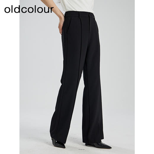 oldcolour夏季新款黑色简约气质高级感百搭长款微喇裤女Q210703A1 商品图2