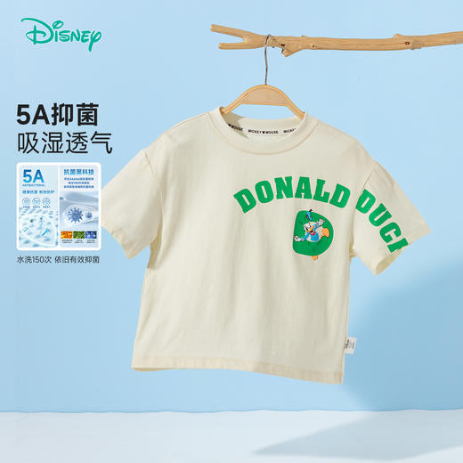 【5A抑菌纯棉短袖】迪士尼25夏新款男童个性印花凉感短袖宽松透气衣* 商品图3