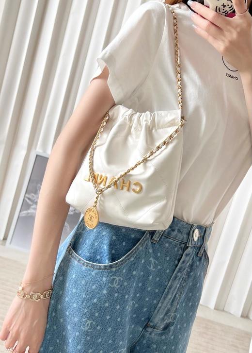 香奈儿-23s春夏系列Antibazp皮mini22Bag白/金单肩包（HH） 商品图2