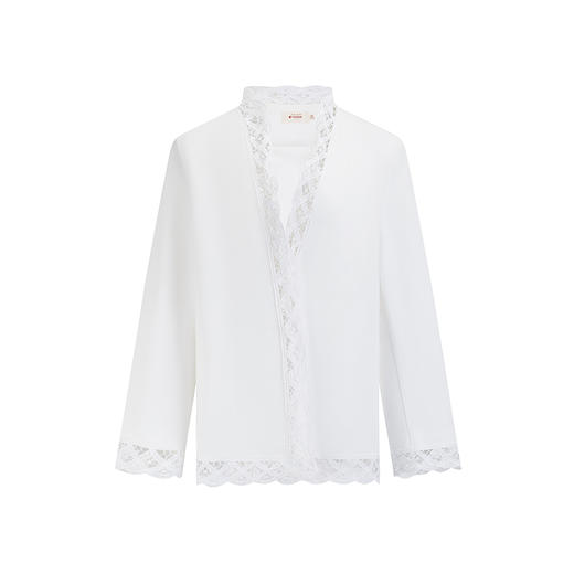 【林栖设计小店】100%棉外套2025春夏新品优雅百搭气质镂空花边小西装女1952028 商品图10