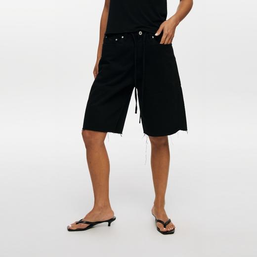 oneup全棉斜纹系带阔腿休闲中裤 商品图2