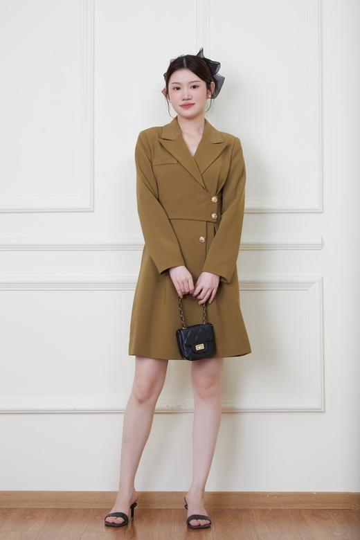 Le Malene 绿色西装领收腰连衣裙 19868 商品图1