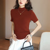 买1送1 纯欲风半高领短袖T恤女夏季修身打底衫内搭外穿上衣ins潮 商品缩略图4