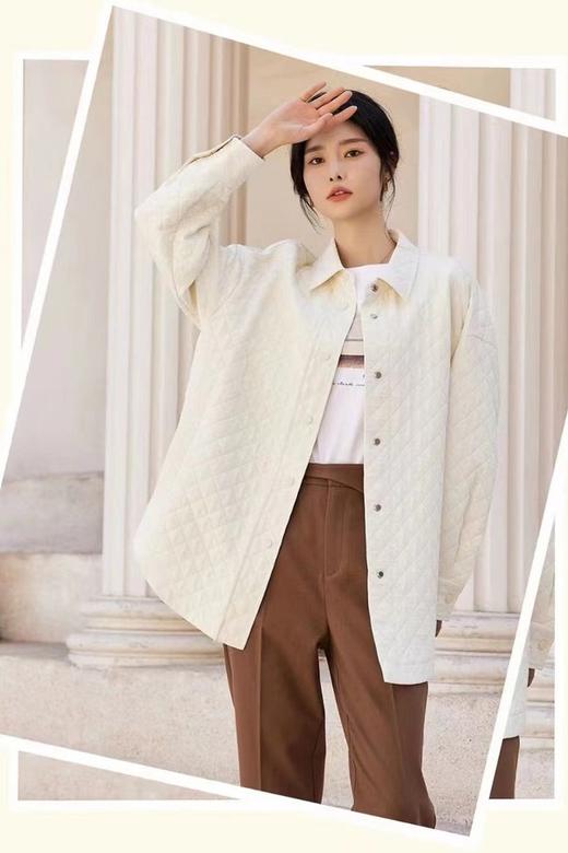 LNNNS 米白色翻领菱格纹外套 19827 商品图0