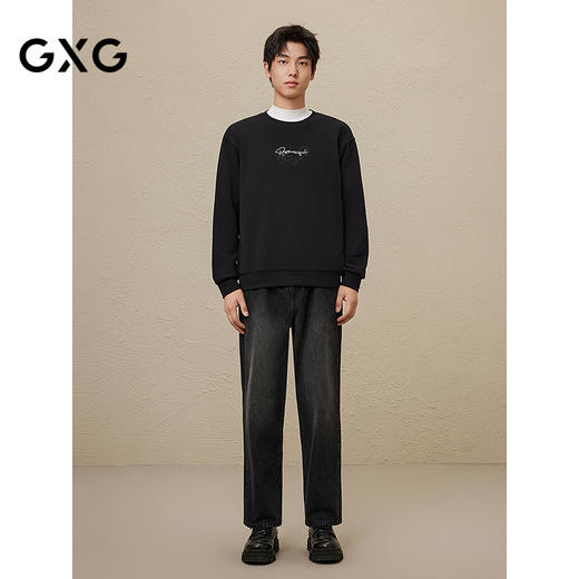 GXG男装  秋季热卖GXG男士撞色绣花字母简约时尚圆领卫衣男 商品图1
