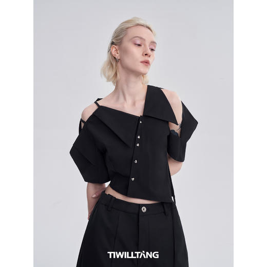 启世录TIWILLTANG“维度转折”多维立体翻折短袖上衣个性设计感女 商品图3