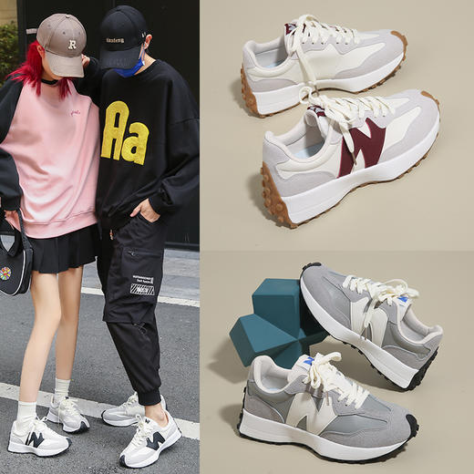 2025升级newbolune官方327正品男鞋女鞋秋季复古情侣百搭轻便休闲鞋 商品图3