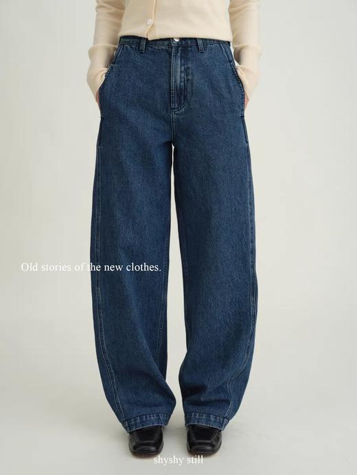 shyshystill/shy202312005/分割宽松休闲水洗茧型水洗长牛仔裤 商品图2