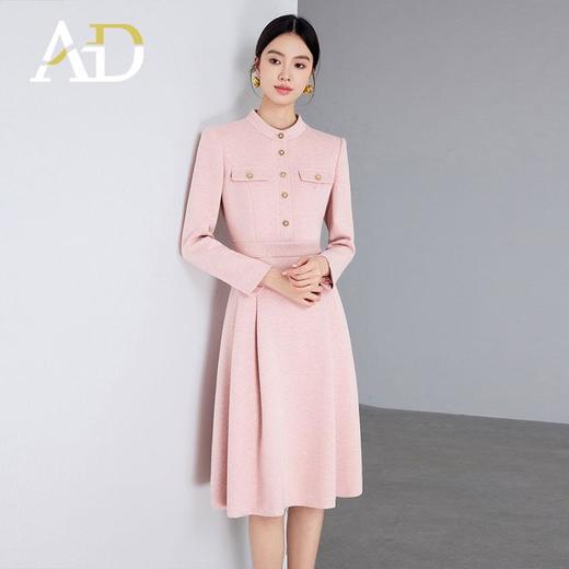 AD秋冬羊毛呢子连衣裙女时尚通勤加厚职业裙子气质粉色名媛西装裙 商品图2