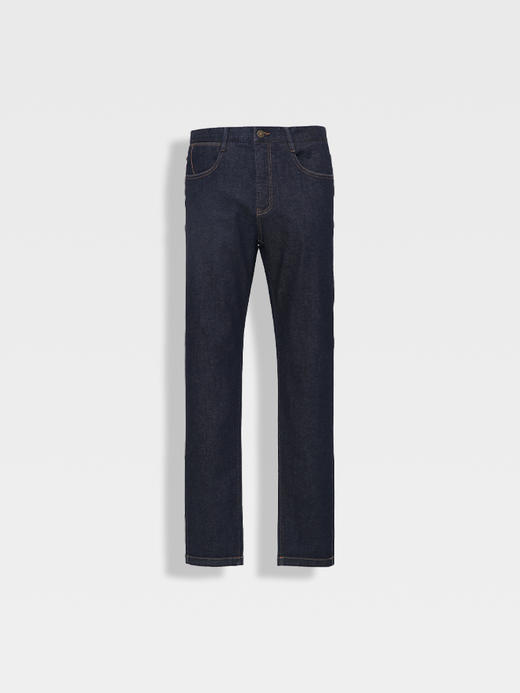 callisto经典牛仔蓝棉混纺直筒牛仔裤 商品图0