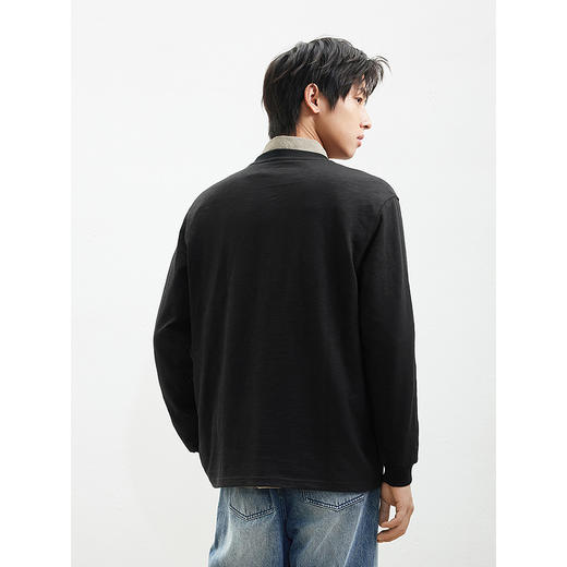 GXG男装 2025年春季热卖GXG简约舒适通勤印花打底衫圆领长袖T恤男 商品图3