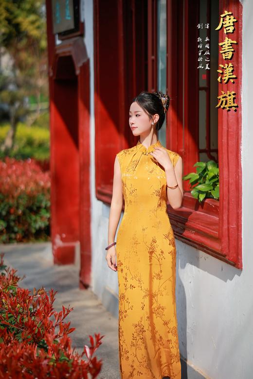 【月胧西】春夏新款金黄色复古送考年轻款改良旗袍优雅温婉新中式 商品图6