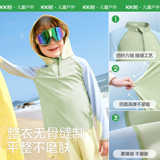KK树儿童泳衣分体男童女孩长袖泳装防晒海边沙滩宝宝游泳衣泡温泉小光盾魔法生花泳衣 商品图3