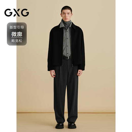 GXG男装 黑色含山羊绒通勤短款大衣 24冬热卖G24X064009 商品图1