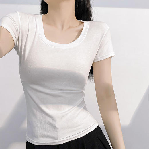 「仅29.9！6色可选」2025夏季圆领T恤 女棉ins修身短袖休闲运动内搭外穿上衣 商品图3