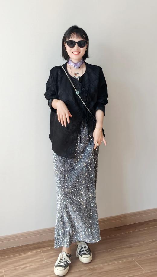 百搭小奢感松紧腰直筒显瘦半裙 商品图1