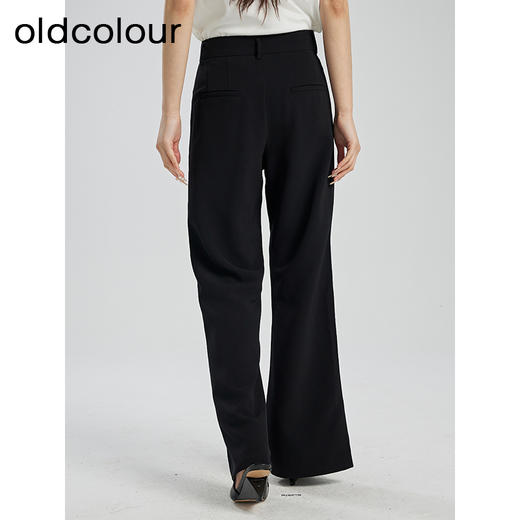 oldcolour夏季新款黑色简约气质高级感百搭长款微喇裤女Q210703A1 商品图4