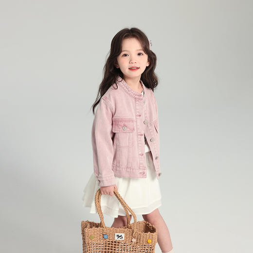 春装女童上衣2025春季新款儿童百搭洋气粉色牛仔外套！ 商品图2