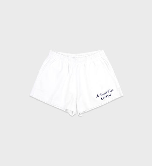 Sporty & Rich - Faubourg Disco Short - White/Navy - 女装 - 短裤 - 白色/深蓝色 商品图0